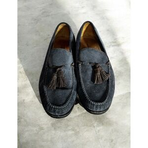Martin Dingman Tassel Loafers Navy Suede Leather Men's 10M Brazil Driving Shoes